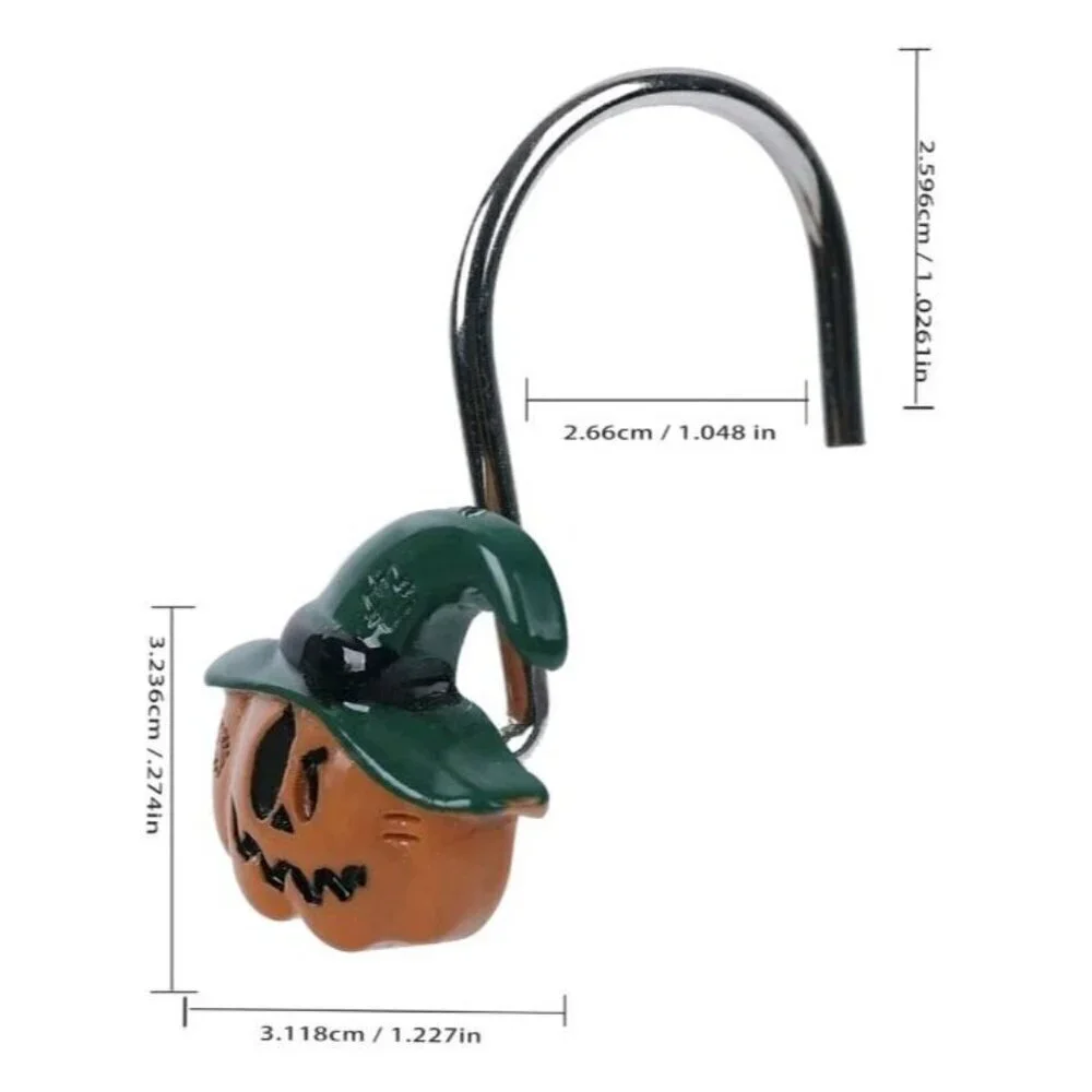 Two Fish Home Fashions Halloween Pumpkin Shower Curtain Hooks Set of 12